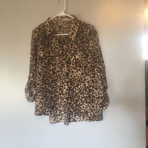 Forever 21 Long Sleeve Leopard Print Top